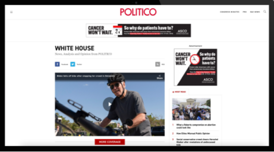 ASCO ads on the Politico website