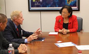 Sen. Mazie Hirono with Dr. Charles Miller and Dr. Jared Acoba